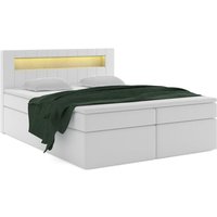 FURNIX Boxspringbett TONAN LED 140x200 mit LED-Beleuchtung Topper BC Weiß von FURNIX