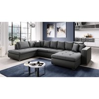 Xxl Sofa fiorenzo mit Schlaffunktion Sofakissen Couch U-Form MA195-AI14/ Grau-Dunkelgrau - Furnix von FURNIX