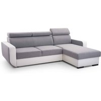 FURNIX Ecksofa IMPERISIO in L-Form Schlaffunktion Bettkasten IN91 + MA920 Grau Weiß von FURNIX