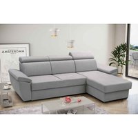 FURNIX Ecksofa NESPIR in L-Form Schlaffunktion Bettkasten PG86 Hellgrau von FURNIX