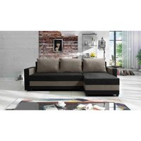 Ecksofa pyrippe L-Form Schlaffunktion Bettkästen ALV04-10 Schwarz Grau - Furnix von FURNIX