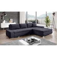 Ecksofa tommaso Sofa mit Schlaffunktion Bettkasten Kissen Couch l mh 97 Dunkelgrau - Furnix von FURNIX