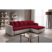 Ecksofa mit Schlaffunktion und Kissen Rot Weiß fiorenzo mini l MA120-SU60 - Furnix von FURNIX