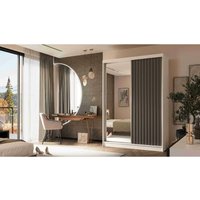 FURNIX Kleiderschrank Lillienne 150 Schrank Schiebetüren & Spiegel Weiß Tür Grau FURNIX Kleiderschrank Lillienne 150 Schrank Schiebetüren & Spiegel Weiß Tür Grau von FURNIX