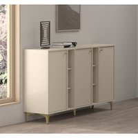 FURNIX Kommode Tonkin 823 Sideboard mit drei Türen und Sternbeine Beige von FURNIX