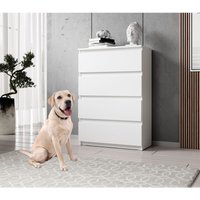 FURNIX Kommode mit 4 Schubladen 70 cm breit für Schlafzimmer modern Weiß matt - Weiß von FURNIX