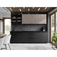 Kuchenmöbel-Set Lynette-Linares 260 cm Küchenzeile Küche Kaschmir/Schwarz - Furnix Kuchenmöbel-Set Lynette-Linares 260 cm Küchenzeile Küche Kaschmir/Schwarz - Furnix von FURNIX