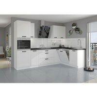 Küchenmöbel-Set Isladora 285 Eckküche mit Hängeschränken Weiß - Furnix von FURNIX