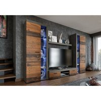 Furnix - Mediawand rivay xl Wohnwand 4-teilig mit led 300 cm klassisch old wood matera von FURNIX