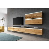 Möbelwand bargo v mit led: 3x TV-Schrank 2x Regale Wotan - Furnix von FURNIX
