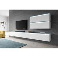 FURNIX Möbelwand BARGO V ohne LED: 3x TV-Schrank 2x Regale Weiß von FURNIX