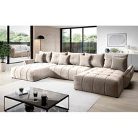 Schlafsofa calvani u Polstercouch in U-Form: Bettkasten Kissen EN01 beige - Creme - Furnix von FURNIX