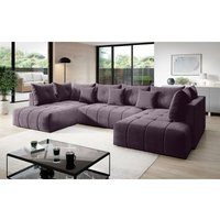 FURNIX Schlafsofa CALVANI XXL Polstercouch in U-Form Bettkasten und Kissen MH62 Lila - Lila von FURNIX