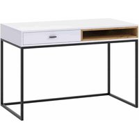 Furnix - Schreibtisch relio 120cm PC-Tisch Arbeitsplatz Holz Eiche Artisan Weiß von FURNIX