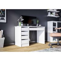 FURNIX Schreibtisch SARMO moderner Arbeitsplatz mit 5 Schubladen Weiß Matt von FURNIX