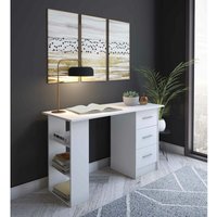 Furnix - Schreibtisch modern Mankota Weiß drei Schubladen stillvoll pures Design von FURNIX