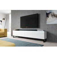 Furnix - tv Kommode bargo 180 mit LED-Beleuchtung & Metallfüße Weiß-Weiß glänzend von FURNIX