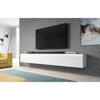 Furnix - tv Lowboard bargo Schrank Fernsehschrank 200 cm (2x100cm) mit led Weiß -Weiß Glanz - Weiß von FURNIX