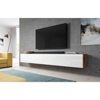 Furnix - tv Lowboard bargo Fernsehschrank 200 cm (2x100cm) mit led Wotan -Weiß Glanz - Weiß von FURNIX
