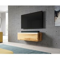 Tv Lowboard bargo Schrank modern Design 100 cm ohne led Eiche Wotan-Wotan - Braun - Furnix von FURNIX