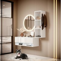 3-teilig Hängende Garderobe alyx mini 2x Hängeschränke & LED-Spiegel Weiß - Furnix von FURNIX