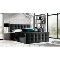 Furnix - Boxspringbett karlan 180x200 mit Kopf- und Fußteil Topper SR100 Schwarz Furnix - Boxspringbett karlan 180x200 mit Kopf- und Fußteil Topper SR100 Schwarz von FURNIX
