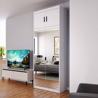 Der Kleiderschrank Eliza 90 cm Schrank mit Spiegel und Aufsatz Weiß - Furnix Der Kleiderschrank Eliza 90 cm Schrank mit Spiegel und Aufsatz Weiß - Furnix von FURNIX