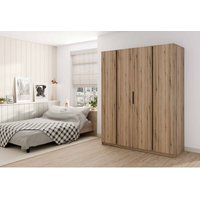 Der Kleiderschrank Timotes 200 cm Schrank mit Griff Braun - Furnix von FURNIX