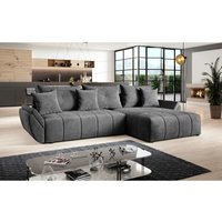 Furnix - Ecksofa Amarra Schlaffunktion Bettkasten Kissen Couch Sofa L-Form en 24 - Grau von FURNIX