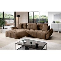 Ecksofa calvani Schlaffunktion Bettkasten Kissen Couch Sofa L-Form mh 15 - Braun - Furnix von FURNIX