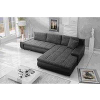Furnix - Ecksofa darcelle Sofa Schlaffunktion Bettkasten Kissen Couch L-NE10-MA1100 Grau Stoff/Eco-Leder Schwarz von FURNIX