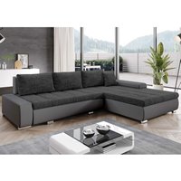 Ecksofa tommaso Schlaffunktion Sofa mit Bettkasten Kissen Couch MA195BE06 Eco Leder Grau/ Grau - Furnix von FURNIX