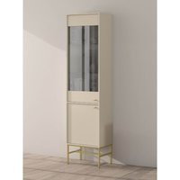 Glasvitrine Tonkin Hochvitrine mit fünf Regale und Gestellbeine Beige - Furnix von FURNIX