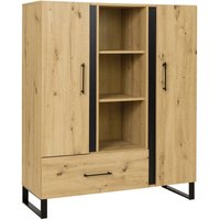 Highboard Kommode Wohnzimmerschrank fritzio 110 cm Artisan Eiche-Schwarz - Furnix von FURNIX