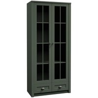 Furnix - Hochschrank levan W2S Vitrine mit 2 verglasten Türen und Schubladen Grün Furnix - Hochschrank levan W2S Vitrine mit 2 verglasten Türen und Schubladen Grün von FURNIX