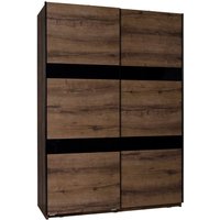 Furnix - Kleiderschrank devertti SZ150 mit Schiebetüren Monastery/Schwarz Glanz von FURNIX