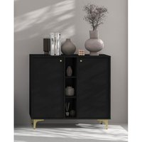 Furnix - Kommode Tonkin 822 Sideboard mit vier Regalen und Sternbeine Schwarz von FURNIX