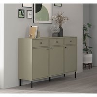 Kommode Tonkin 827 Sideboard mit drei Türen & drei Schubladen Metallbeine Grün - Furnix von FURNIX