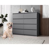 Furnix - Kommode mit 8 Schubladen 120 cm für Schlafzimmer modern arenal anthrazit von FURNIX