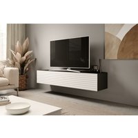 Lowboard zibo 160 Lamellenfront TV-Hängeschrank Schwarz/Weiße Lamellen - Furnix Lowboard zibo 160 Lamellenfront TV-Hängeschrank Schwarz/Weiße Lamellen - Furnix von FURNIX