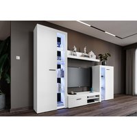 Furnix - Mediawand Alvor Wohnwand TV-Lowboard Highboard Vitrine 4-tlg 270 cm Weiß Furnix - Mediawand Alvor Wohnwand TV-Lowboard Highboard Vitrine 4-tlg 270 cm Weiß von FURNIX