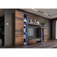Furnix - Mediawand Alvor Wohnwand TV-Lowboard Highboard Vitrine 4-tlg 270 cm old wood matera Furnix - Mediawand Alvor Wohnwand TV-Lowboard Highboard Vitrine 4-tlg 270 cm old wood matera von FURNIX
