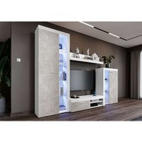 Furnix - Mediawand Coloss Wohnwand TV-Schrank Vitrine 4-tlg. 270 cm breit Weiß-Beton Furnix - Mediawand Coloss Wohnwand TV-Schrank Vitrine 4-tlg. 270 cm breit Weiß-Beton von FURNIX