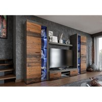 Furnix - Mediawand Marcuss xl Wohnwand TV-Schrank Vitrine Regal 4-tlg led 300cm old wood matera Furnix - Mediawand Marcuss xl Wohnwand TV-Schrank Vitrine Regal 4-tlg led 300cm old wood matera von FURNIX