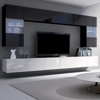 Furnix - Mediawand Möbelwand PUNE1 Wohnwand TV-Schrank 6-tlg.3m Weiß-Schwarz Glanz Furnix - Mediawand Möbelwand PUNE1 Wohnwand TV-Schrank 6-tlg.3m Weiß-Schwarz Glanz von FURNIX