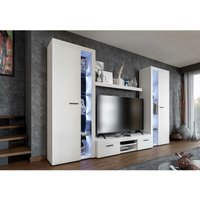 Furnix - Mediawand rivay xl Wohnwand 4-teilig Schrank mit led 300 cm klassisch Weiß von FURNIX