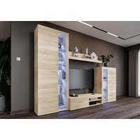 Mediawand roday Wohnwand TV-Lowboard Vitrine led 4-tlg. 270cm Eiche Sonoma - Furnix Mediawand roday Wohnwand TV-Lowboard Vitrine led 4-tlg. 270cm Eiche Sonoma - Furnix von FURNIX