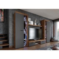 Furnix - Mediawand roday xl Wohnwand 4-teilig Schrank mit led 300 cm Lefkas/Graphit Furnix - Mediawand roday xl Wohnwand 4-teilig Schrank mit led 300 cm Lefkas/Graphit von FURNIX