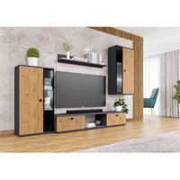 Furnix - Mediawand sarai Wohnwand 4-teilig mit led 240 x 180 x 40 cm Matera Artisan Furnix - Mediawand sarai Wohnwand 4-teilig mit led 240 x 180 x 40 cm Matera Artisan von FURNIX