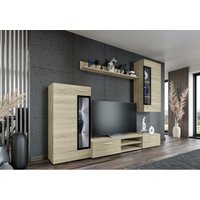 Mediawand tinna Wohnwand 4-tlg. mit TV-Schrank für Wohnzimmer Eiche Sonoma - Furnix von FURNIX